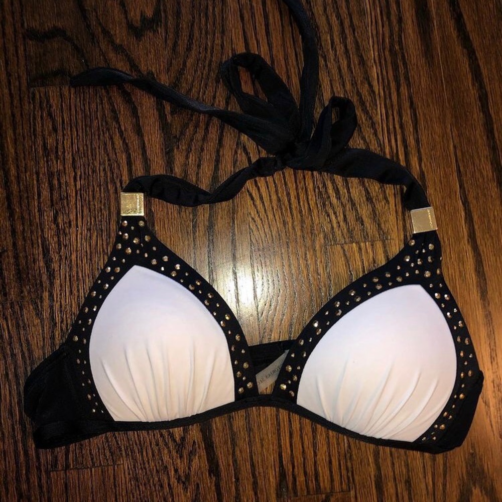 VICTORIA SECRET white and black bathing suit top